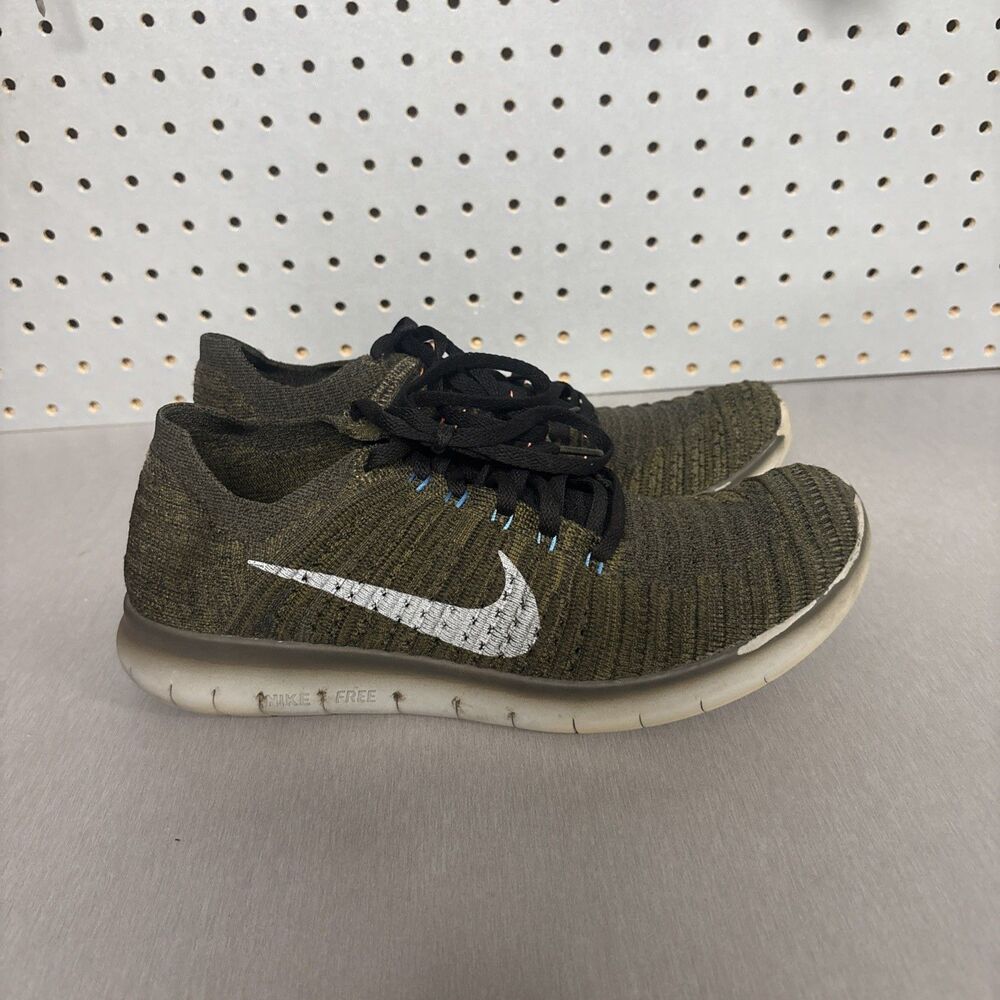 Nike Free RN Flyknit Mens Size 8 Dark Green Running Sneaker 831069-301